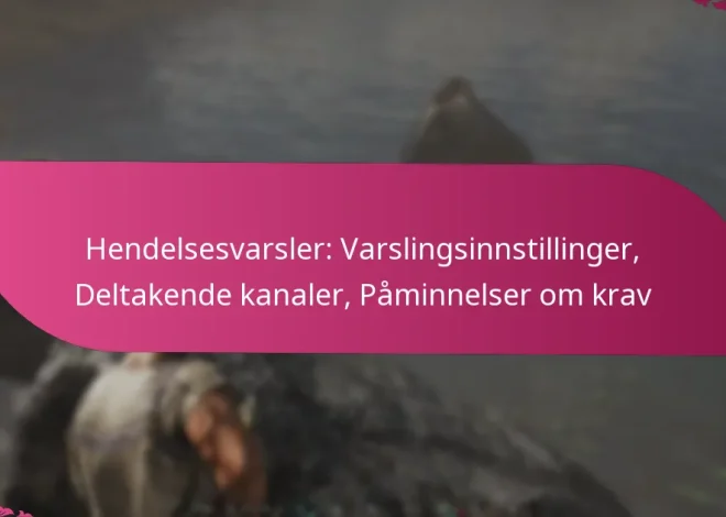 Hendelsesvarsler: Varslingsinnstillinger, Deltakende kanaler, Påminnelser om krav