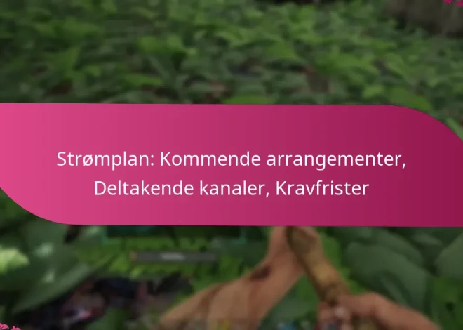 Strømplan: Kommende arrangementer, Deltakende kanaler, Kravfrister